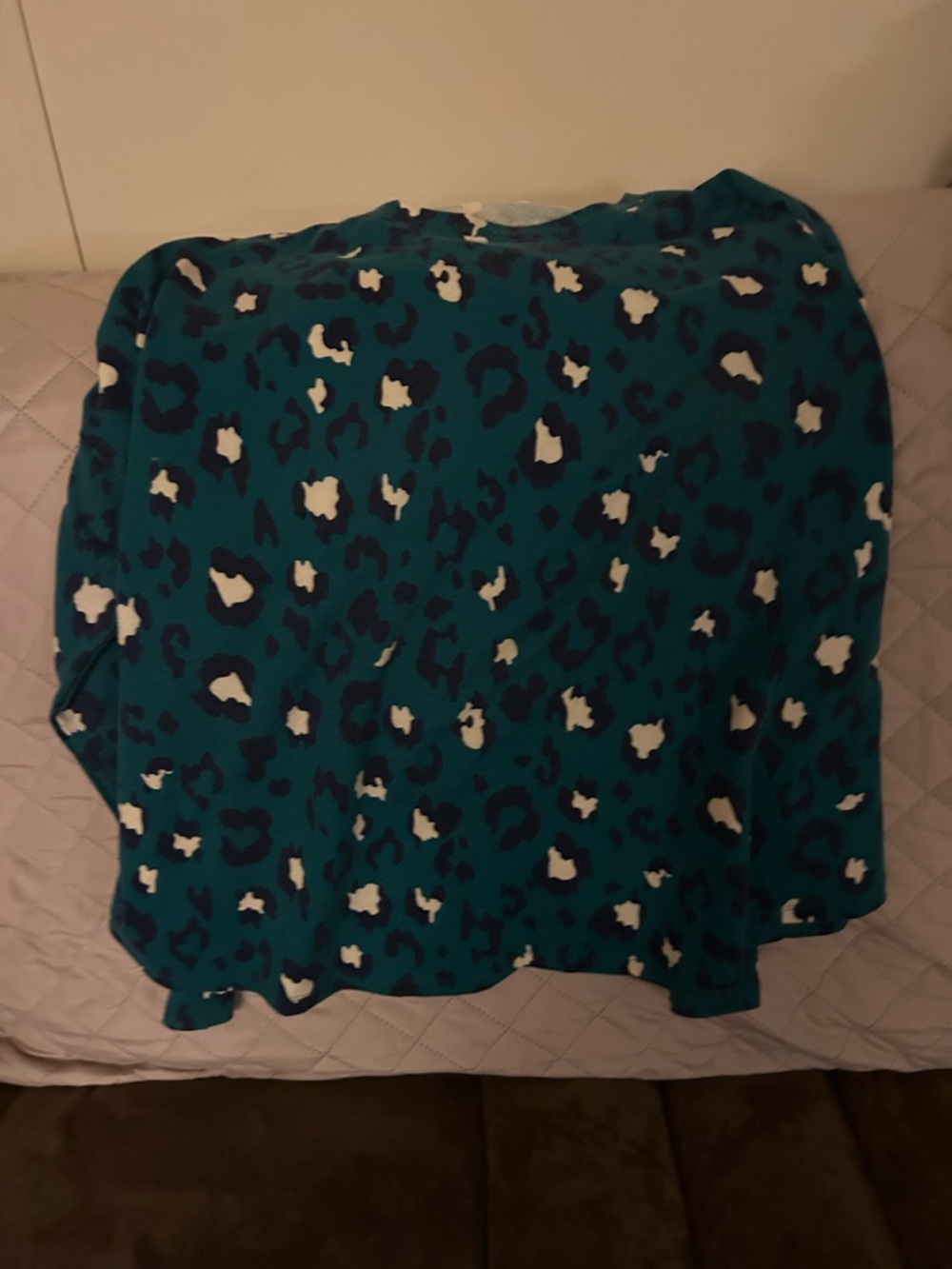 crown & ivy Teal Leopard Print Long Sleeve Top